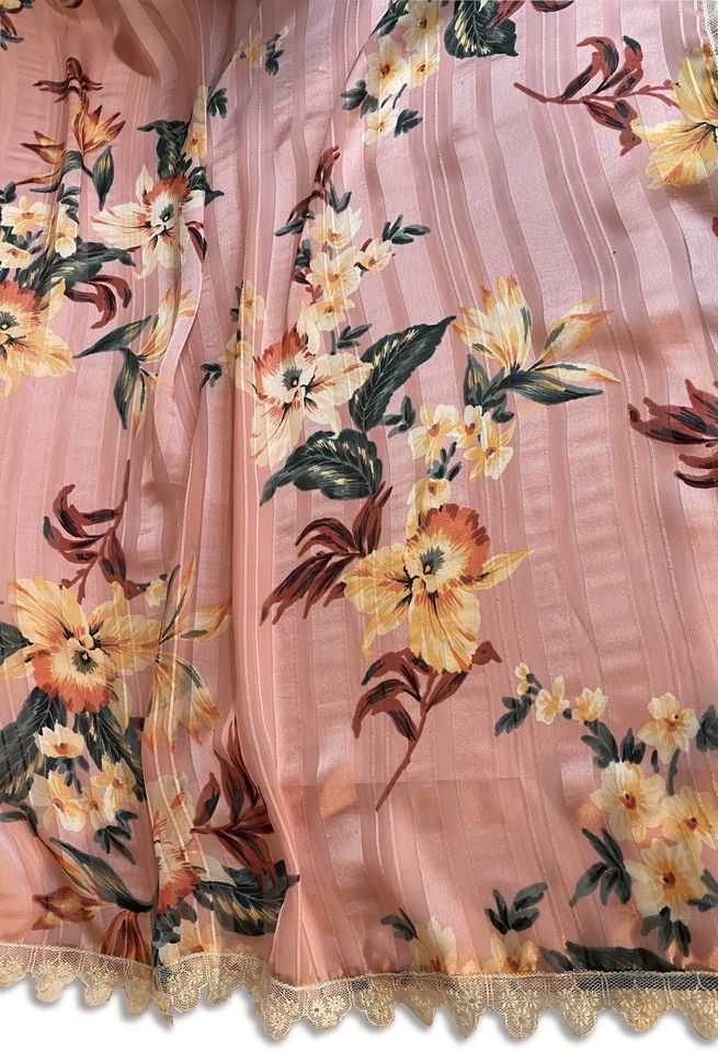 'Pink' Flora Floral Silk Head Scarf